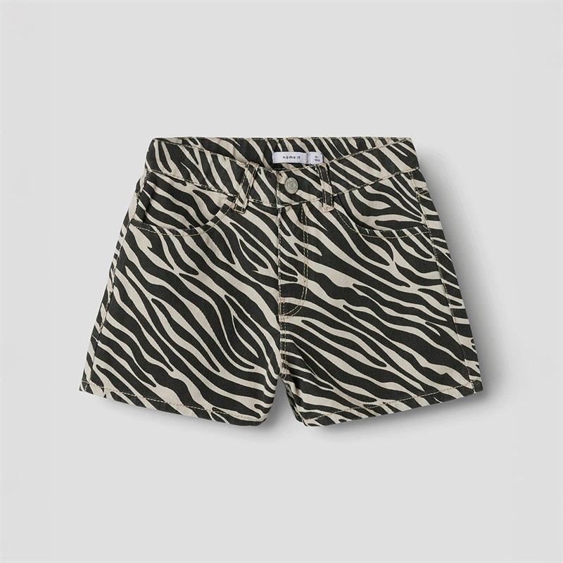 Name It Piger Rose Shorts Cement Zebra