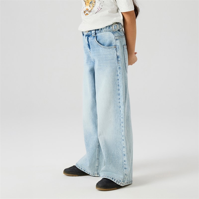 Name It Piger Bella Skater Spænde Jeans Light Blue Bleached Denim
