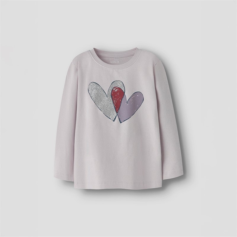 Name It Piger Teartas Langærmet T-shirt Lilac Marble