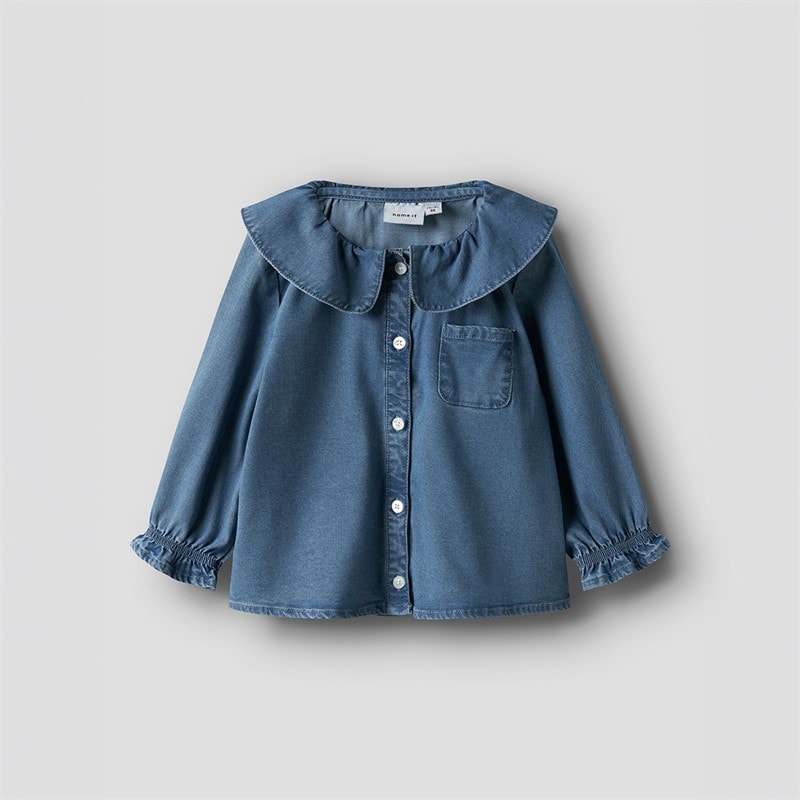 Name It Piger Sophy Denim Skjorte Medium Blue Denim