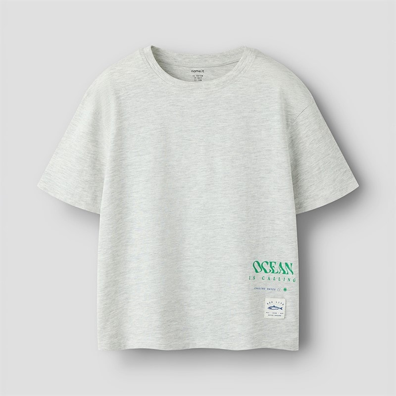 Name It Drenge Haddu T Shirt Light Grey Melange