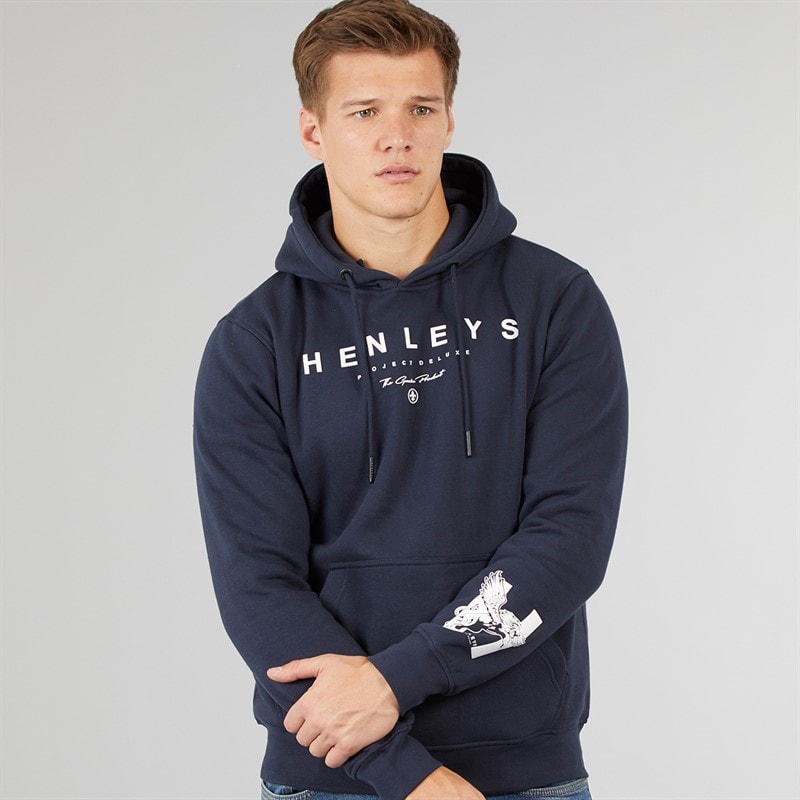 Henleys Herre Hentyme Hættetrøjer Marineblå