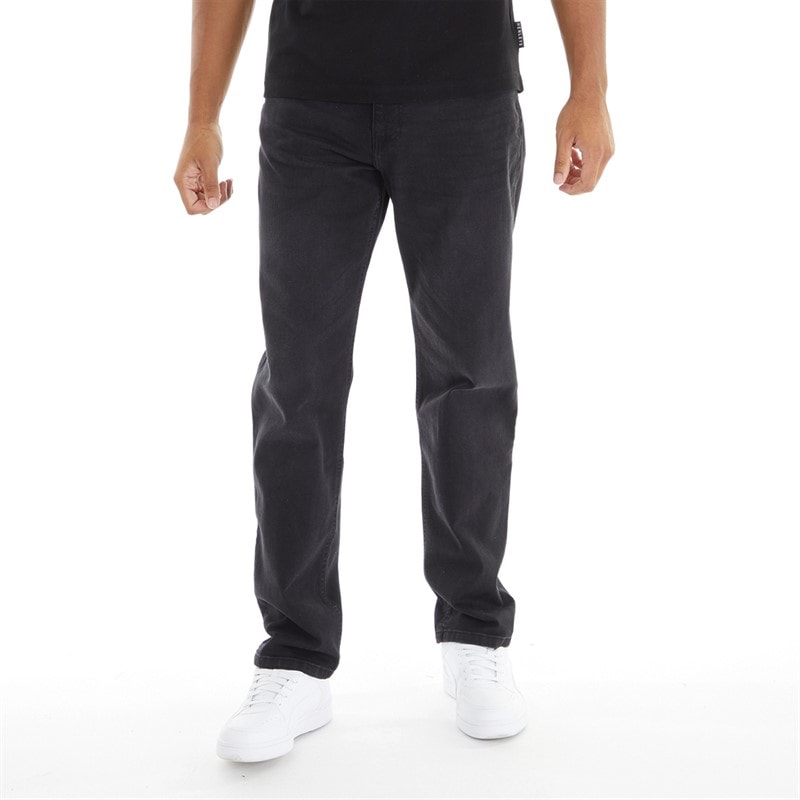 Henleys Herre Breeze Jeans Med Lige Ben Vasket Sort