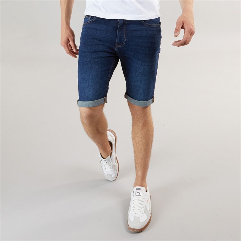 Henleys Herre Flex Denim Shorts Mørk Vask