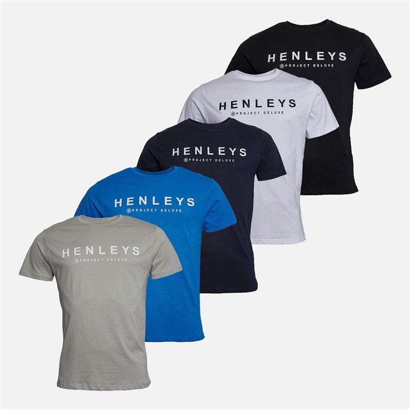 Henleys Herre Henryfront fem pak t shirts Multi