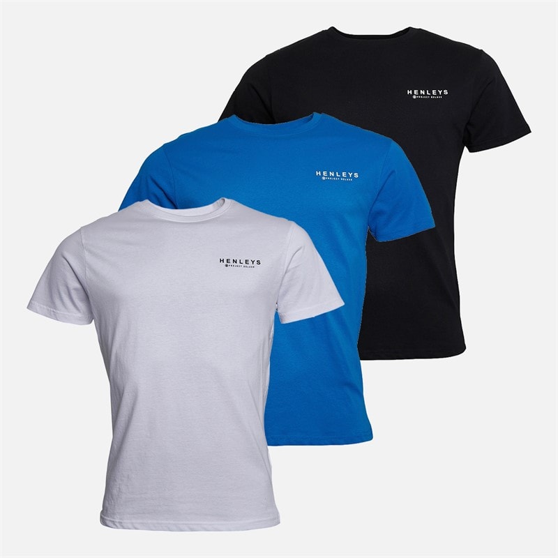 Henleys Herre Henrycore Tre Pak T-shirts Multi