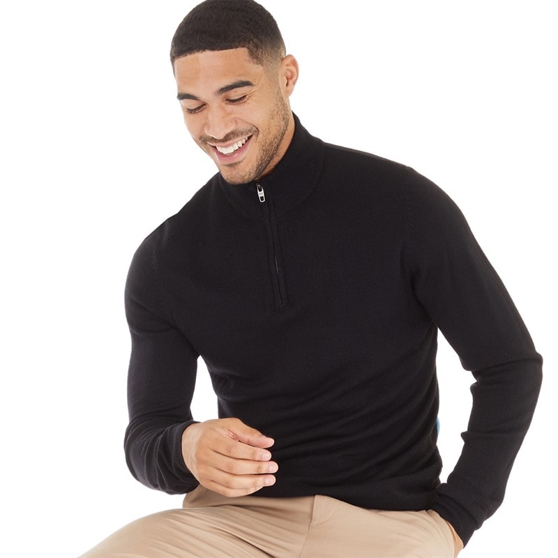 French Connection Herre French Connection Cash 1/4 Zip Trøjer Sort