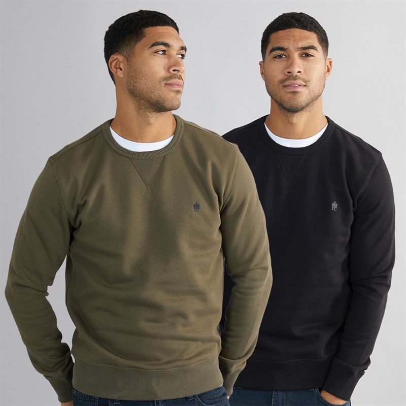 French Connection Herre FC Crew To Pak Sweatshirts Multi 2 - Sort / Khaki
