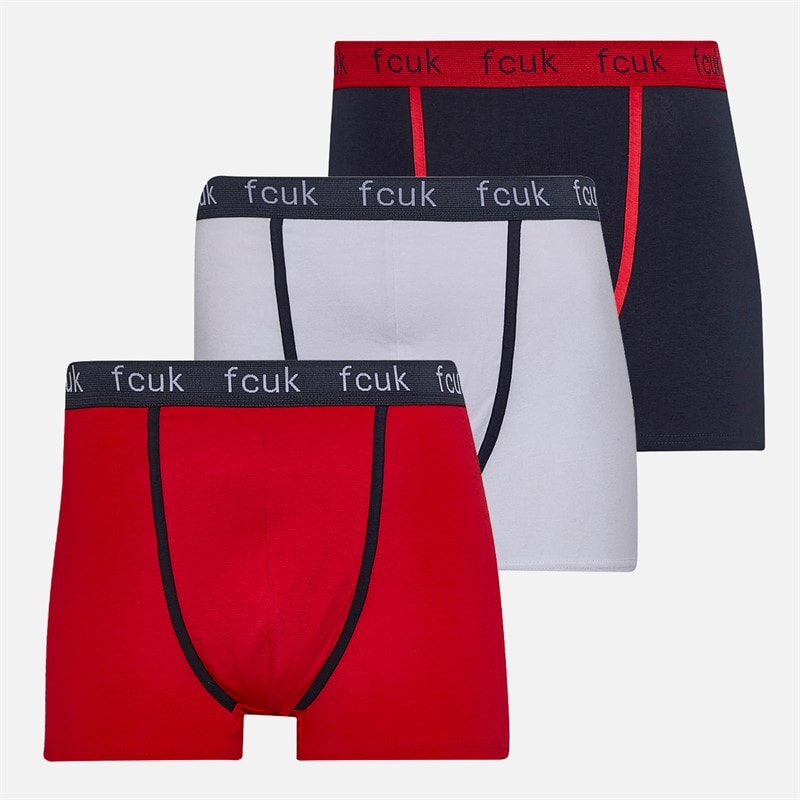 French Connection Herre Tre Pak FCUK Boxer Trusser Fcuk 8 Marine/Rød/Hvid