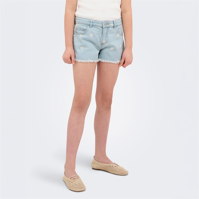Only Piger Robyn Daisy Shorts Light Blue Denim