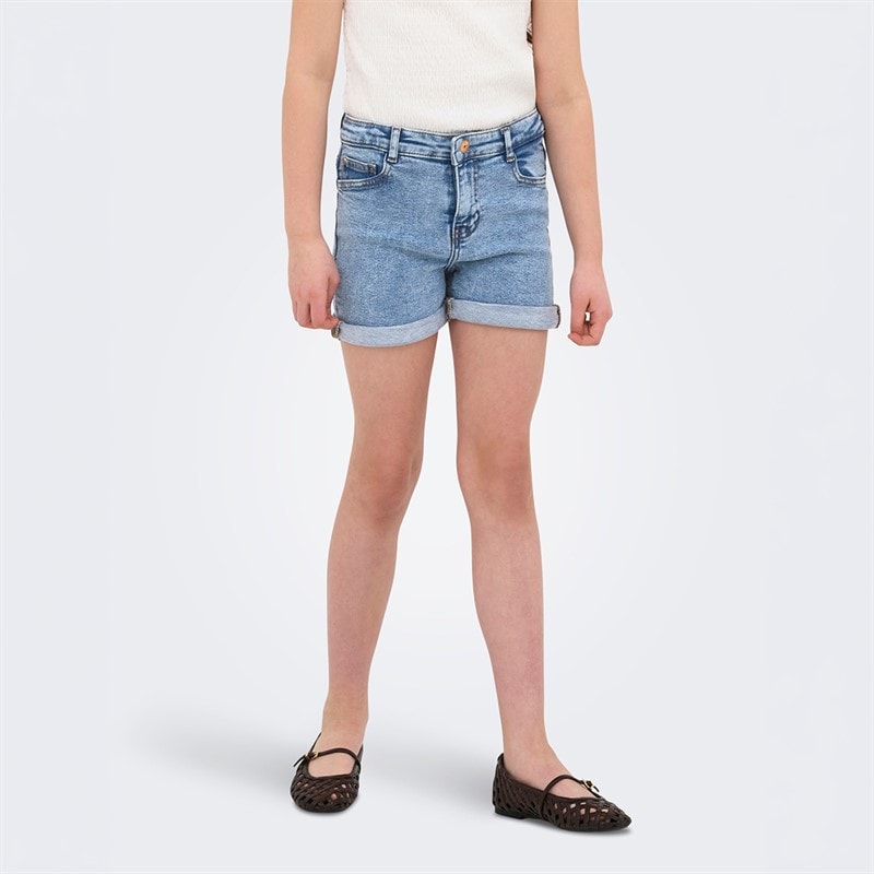Only Piger Phine Denim Shorts Light Blue Denim