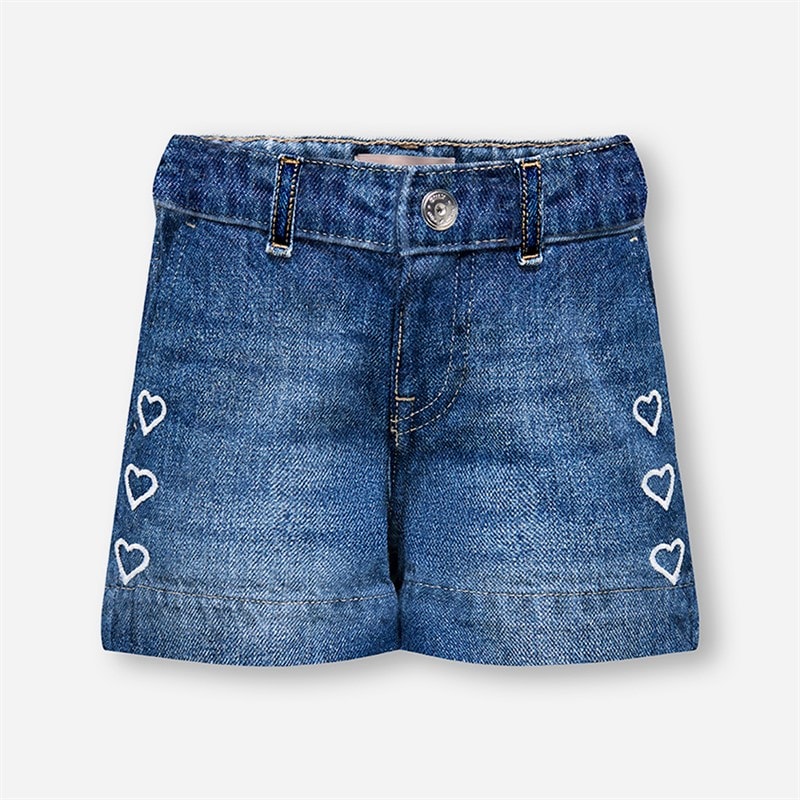 Only Piger Comet Hjerte Denim Shorts Medium Blue Denim