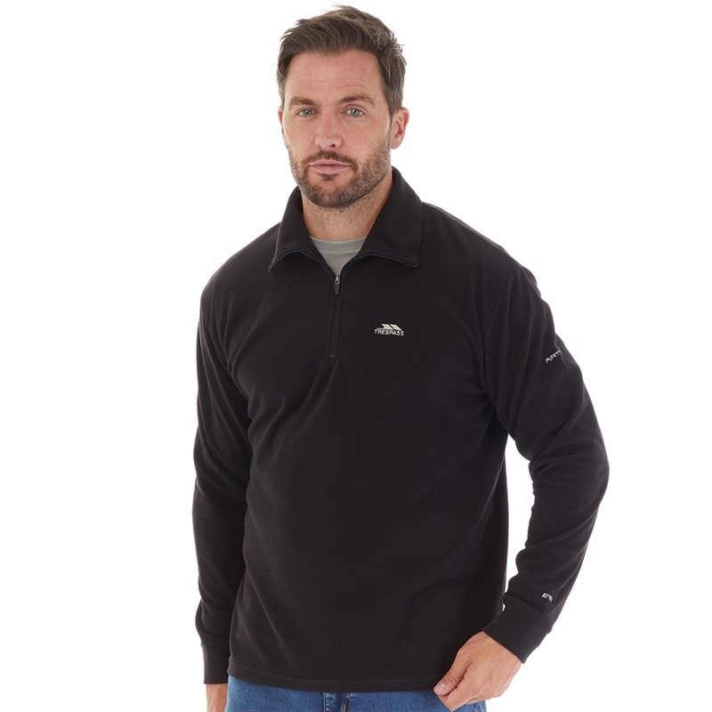 Trespass Herre Masonville 1/2 lynlås Mikro Fleece Sort