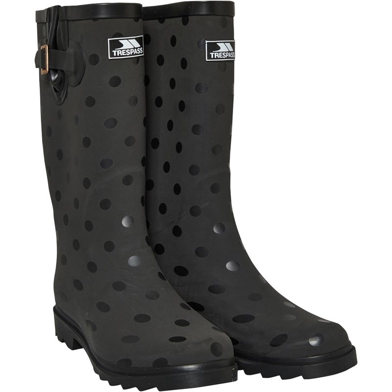 Trespass Dame Elena Pola Dot Print Wellington Gummistøvler Sort