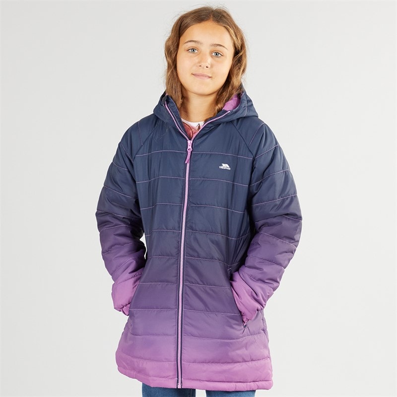Trespass Pigejakke Destiny Ombre med hætte og polstring Dyb Pink Ombre