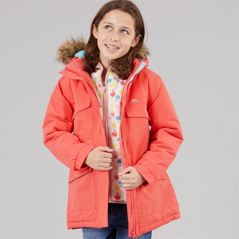 Trespass Piger Larission Isoleret Vandtæt Parka Soft Orange