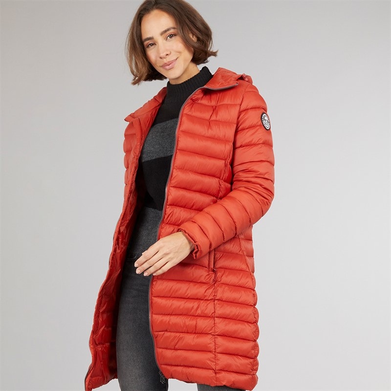 Trespass Dame Briarlea Polstret Hætte Mellemlang Frakke Burnt Orange