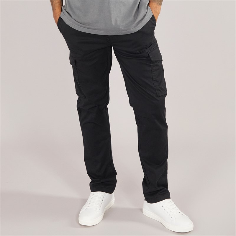 THREADBARE Herre Battled Cargo Bukser Sort