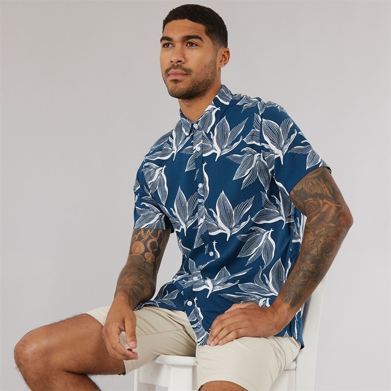 THREADBARE Herre Foli Skjorte Navy