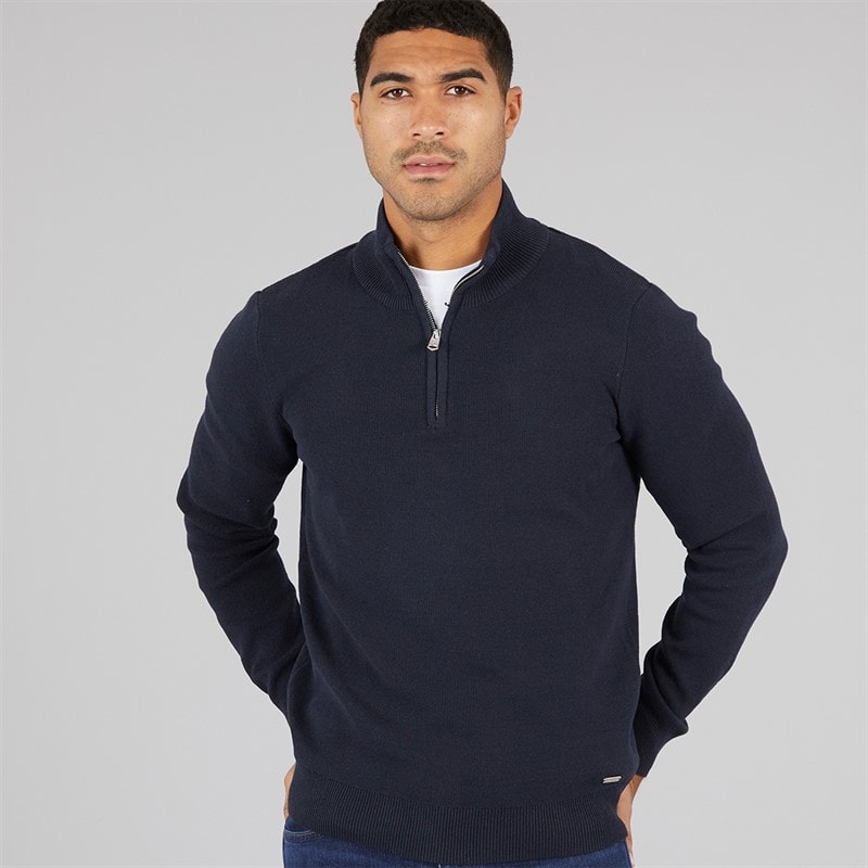 THREADBARE Herre Hazel 1/4 lynlås jumper navy