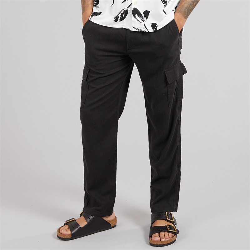 THREADBARE Herre Ramsay Linned Bukser Sort