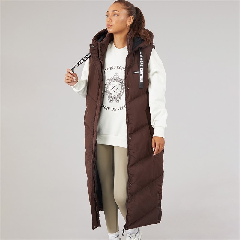 L'amore Couture Dame Høst Lang Vest Chocolate
