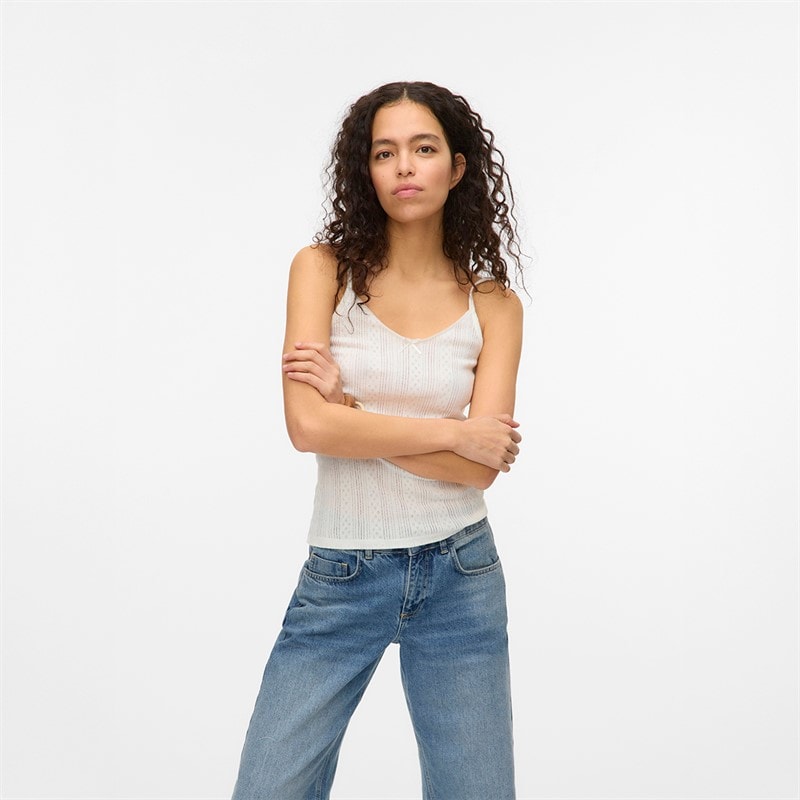 Vero Moda Dame Lisa Pointelle Vest Sne Hvid