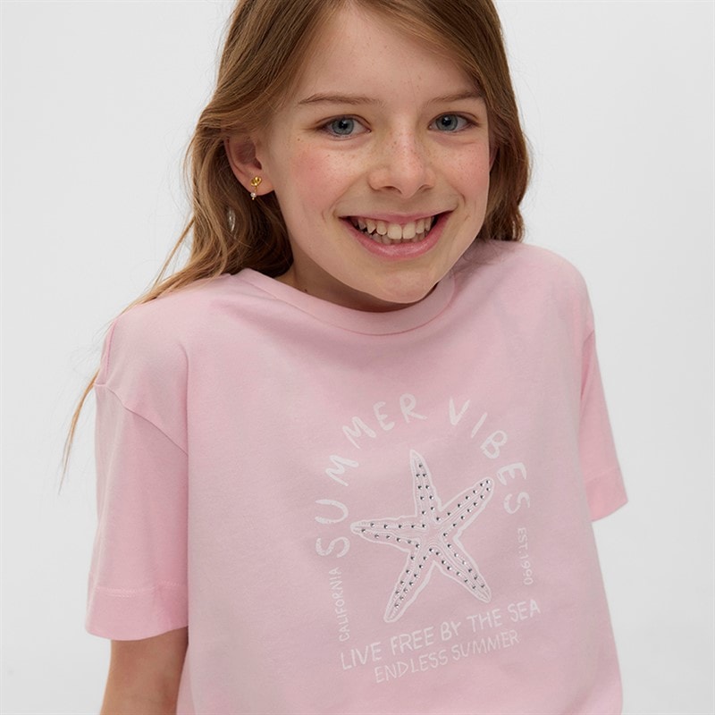 Vero Moda Piger Palma Mette T Shirt Pink-A-Boo