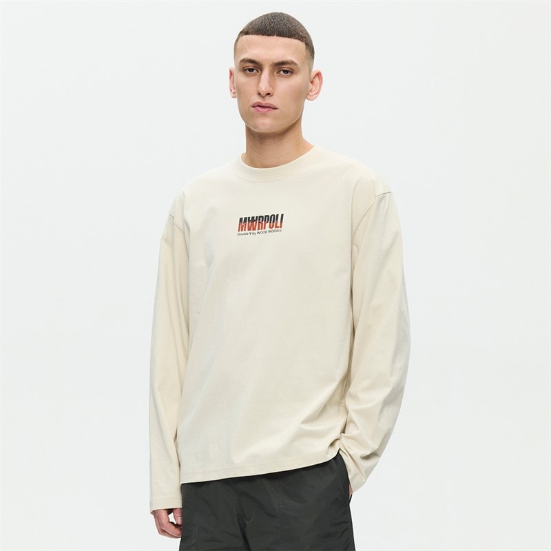 Wood Wood Herre Liam Langærmet T-Shirt Silver Birch