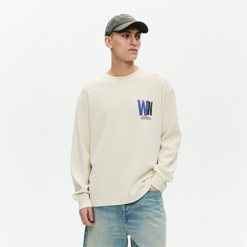 Wood Wood Herre Keisan Langærmet T Shirt Sølvbirk