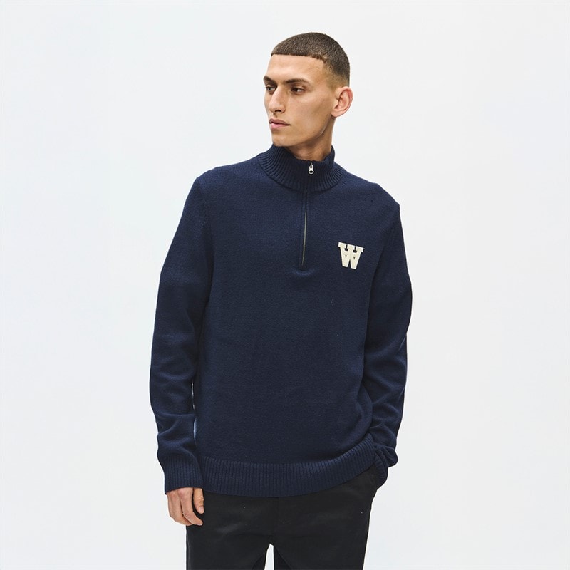 Wood Wood Herre Tay Halv Lynlås Strikket Sweater Salut