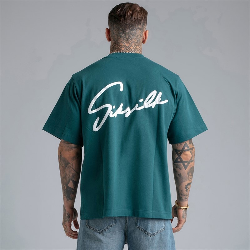 SikSilk Herre Script T-shirt Grøn