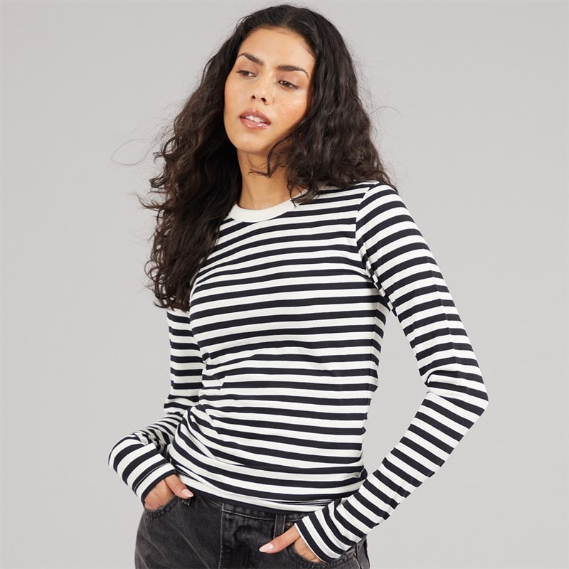 JJXX Dame Celine Gigi Langærmet T-shirt Blackstripes Vanilla Ice Blackstripes:Vanilla Ice