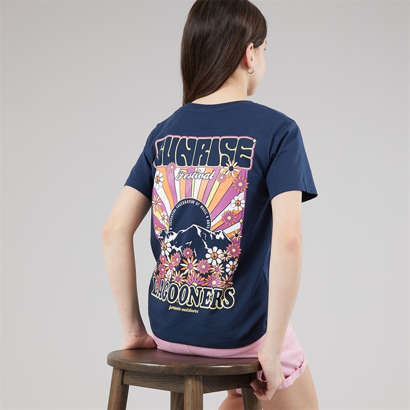 Lagooners Piger blomster T shirt Navy