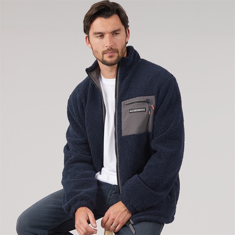 Lagooners Herre Rafferty Borg Lyn Gennem Jakke Navy/Charcoal